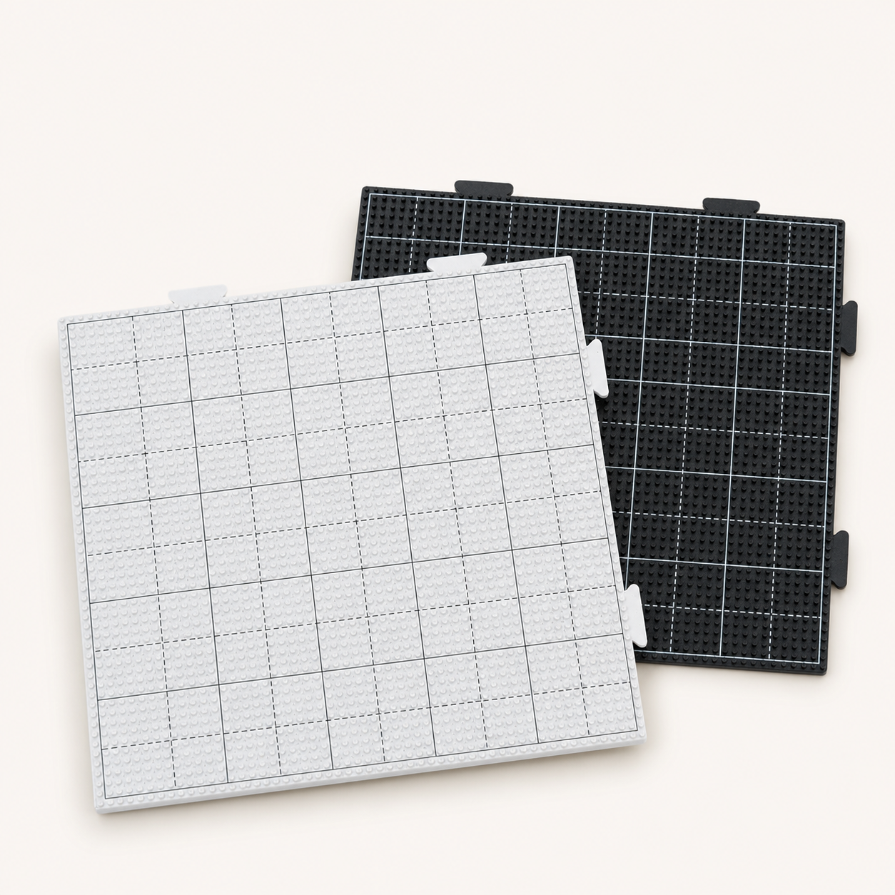 White and black heat-resistant 52 by 52 interlocking fuse bead pegboards